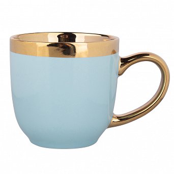 ALTOM DESIGN AURORA GOLD kubek porcelanowy do kawy i herbaty 300 ml BŁĘKITNA MIĘTA