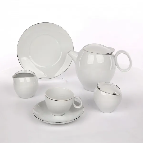 ĆMIELÓW QUEBEC PLATYNA zestaw kawowy porcelanowy na 12 osób 