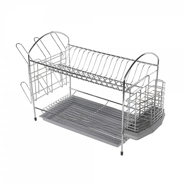 ANDER suszarka do naczyń 2-poziomowa 40cm z ociekaczem i tacką CHROM