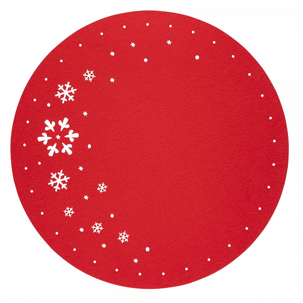 ALTOM DESIGN mata filcowa okrągła śr 38cmdek. śnieżynki czerwona