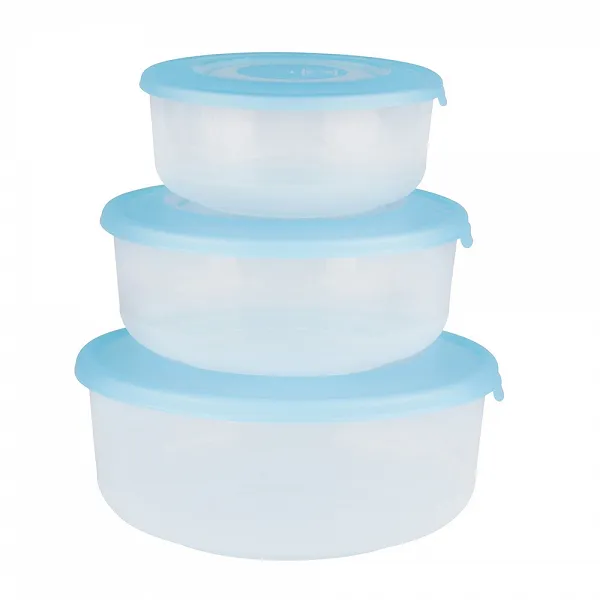 TONTARELLI FAMILY FOOD zestaw 3 pojemników okrągłych idealne na śniadanie / lunch box 1,7+1+0,5L niebieskie pokrywki