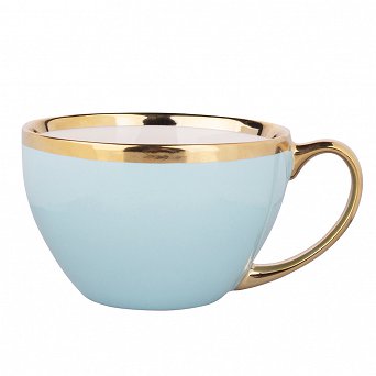 ALTOM DESIGN AURORA GOLD duża filiżanka porcelanowa do kawy i herbaty jumbo 400 ml BŁĘKITNA MIĘTA