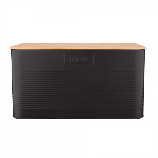 ALTOM DESIGN chlebak prostokątny z pokrywą bambusową  33,5X19X17 cm LOFT CZARNY