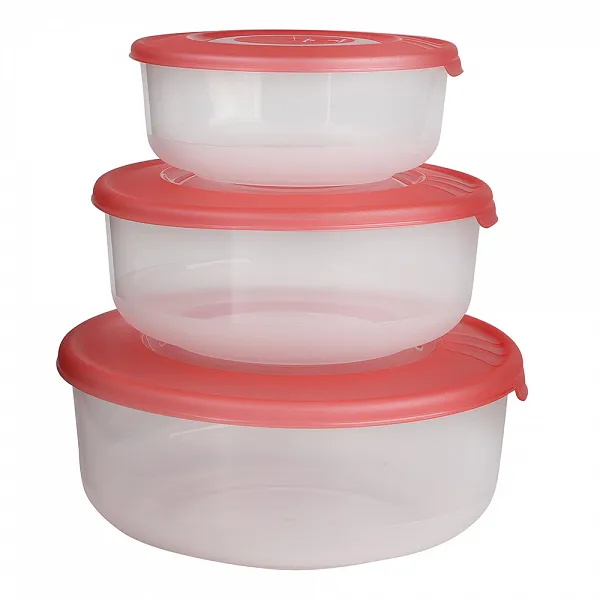 TONTARELLI FAMILY FOOD zestaw 3 pojemników okrągłych idealne na śniadanie / lunch box 1,7+1+0,5L koralowe pokrywki