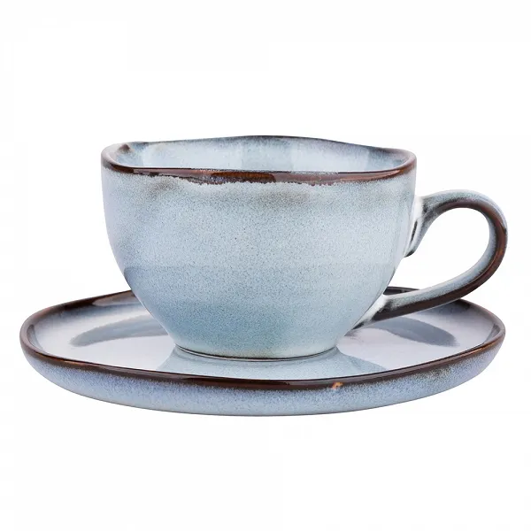 ALTOM DESIGN REACTIVE BLUE porcelanowa filiżanka 200 ml ze spodkiem 15 cm