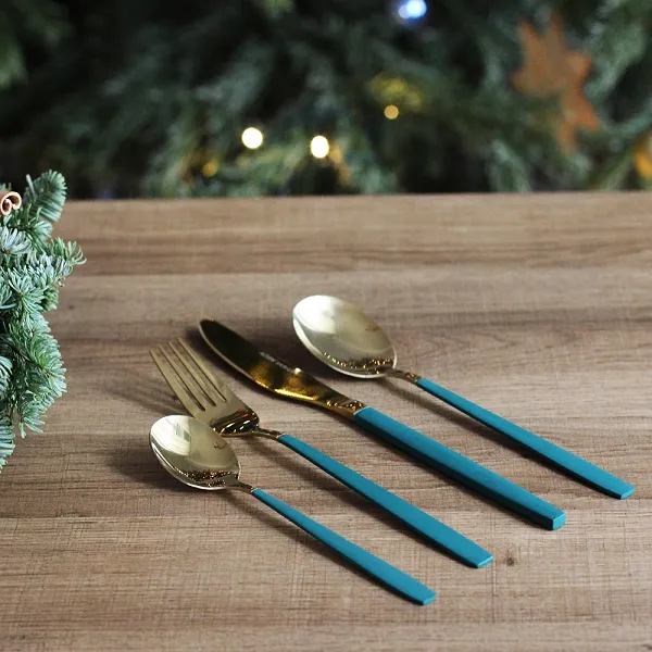 ALTOM DESIGN NOBLE GOLD GREEN sztućce komplet 24 szt w pudełku