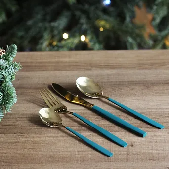 ALTOM DESIGN NOBLE GOLD GREEN sztućce komplet 24 szt w pudełku