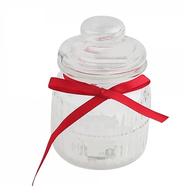 ALTOM DESIGN słoik do przechowywania ozdobny 650ml relief nowy z kokardką czerwoną