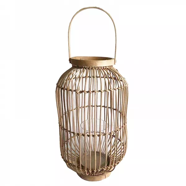 ALTOM DESIGN latarenka rattanowa / lampion z uchwytem 24x37 cm
