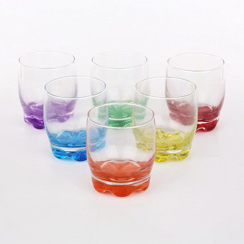 GLASMARK komplet 6 szklanek do whisky różne kolory dna 250ml