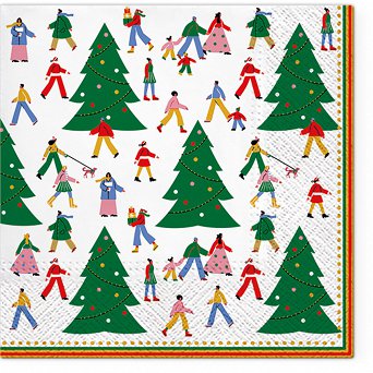 AKU komplet 20 serwetek papierowych na Boże Narodzenie 33x33cm, dek. choinki
