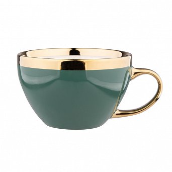 ALTOM DESIGN AURORA GOLD duża filiżanka porcelanowa do kawy i herbaty jumbo 400 ml ZIELEŃ