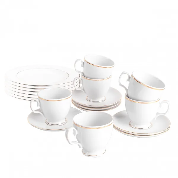 MARIAPAULA ZŁOTA LINIA zestaw kawowy / porcelana dla 6 osób 18 elementów Zakłady Porcelany Karolina