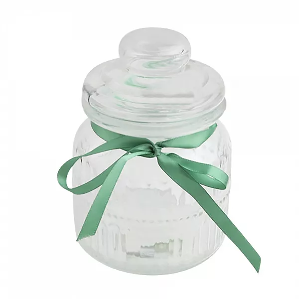 ALTOM DESIGN słoik do przechowywania ozdobny 650ml relief nowy z kokardką zieloną