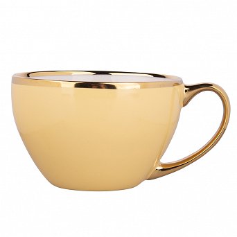ALTOM DESIGN AURORA GOLD duża filiżanka jumbo na nóżce porcelanowa do kawy i herbaty 400 ml WANILIOWA