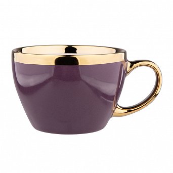 ALTOM DESIGN AURORA GOLD duża filiżanka porcelanowa do kawy i herbaty 300 ml FIOLET