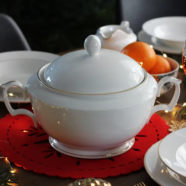 MARIAPAULA ECRU ZŁOTA LINIA waza porcelanowa na zupę 2,7L