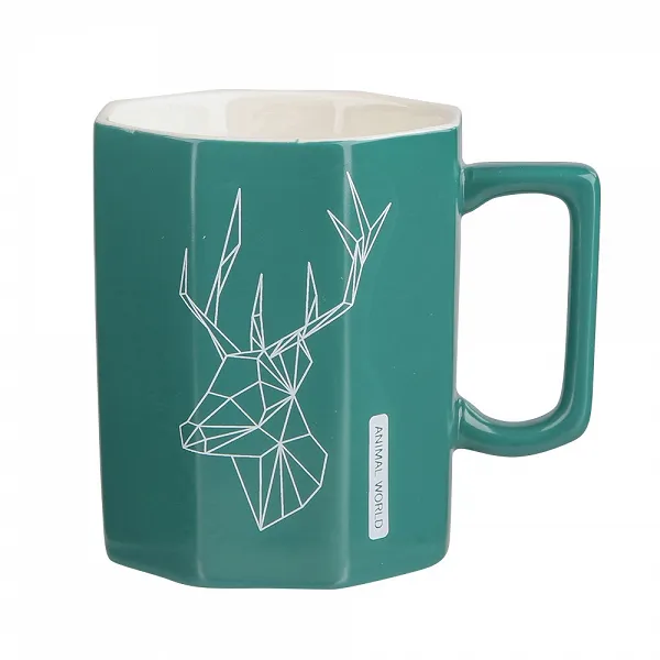 ALTOM DESIGN MODERN OŚMIOKĄTNY kubek porcelanowy 320ml dek. Jeleń
