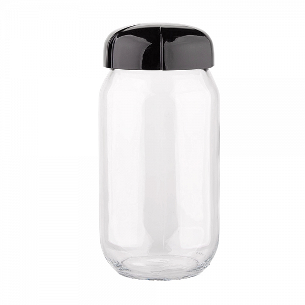 ALTOM DESIGN pojemnik szklany na produkty sypkie z plastikową pokrywką 1l czarny