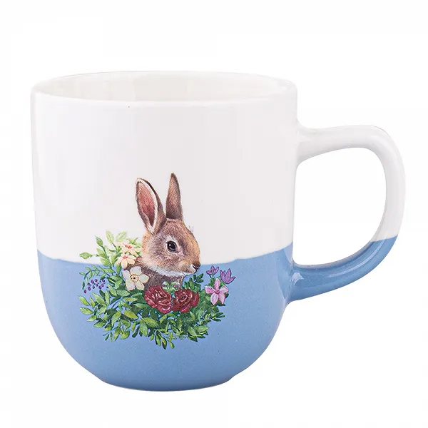 ALTOM DESIGN kubek porcelanowy z maskotką zajączkiem niebieskim 300 ml idealny na prezent