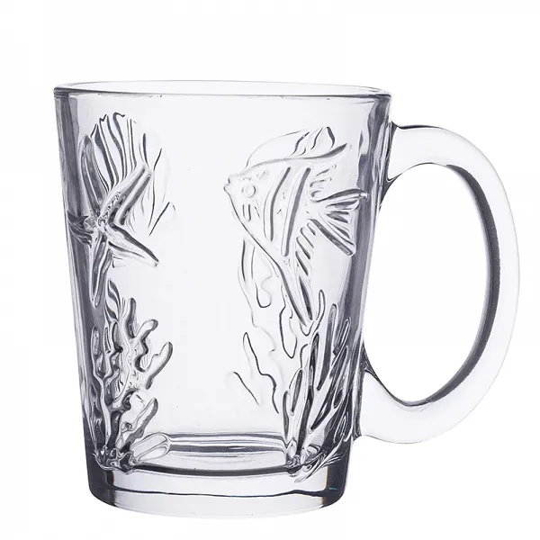 ALTOM DESIGN LEON kubek szklany / szklanka z uchem 300 ml DEK. OCEAN