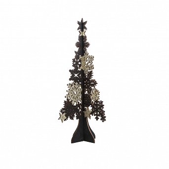 ALTOM DESIGN figurka / dekoracja świąteczna / ozdoba drewniana ażurowa na Boże Narodzenie choinka 22 cm czarno-zĺcm
