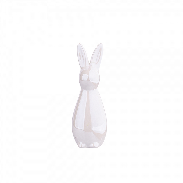 ALTOM DESIGN figurka ceramiczna / ozdoba świąteczna na Wielkanoc Zając perłowy 4x4x12 cm