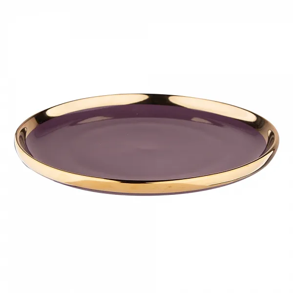 ALTOM DESIGN AURORA GOLD talerz deserowy porcelanowy 20 cm FIOLET