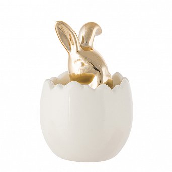 ALTOM DESIGN figurka ceramiczna złoty zając w jajku 5,5x5,5x8cm