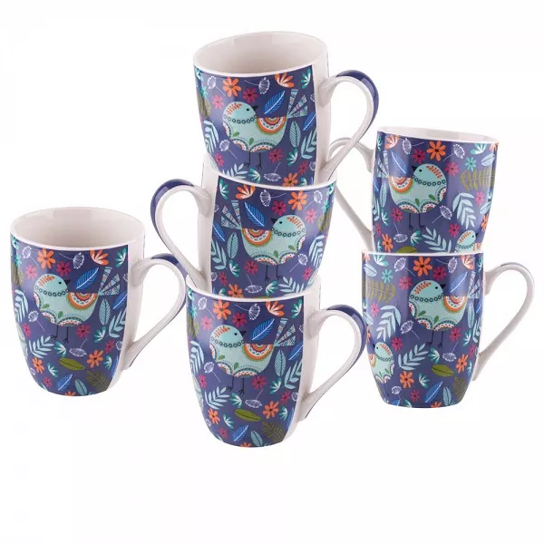ALTOM DESIGN FOLK Zestaw 6 porcelanowych kubków baryłka 300 ml