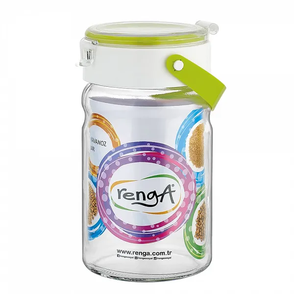 ALTOM DESIGN pojemnik słoik szklany do przechowywania żywności z plastikową pokrywką 1,4L zielony