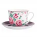 ALTOM DESIGN CHARLOTTA filiżanka jumbo porcelanowa w kwiaty ze spodkiem 400 ml 16,5 cm w opasce