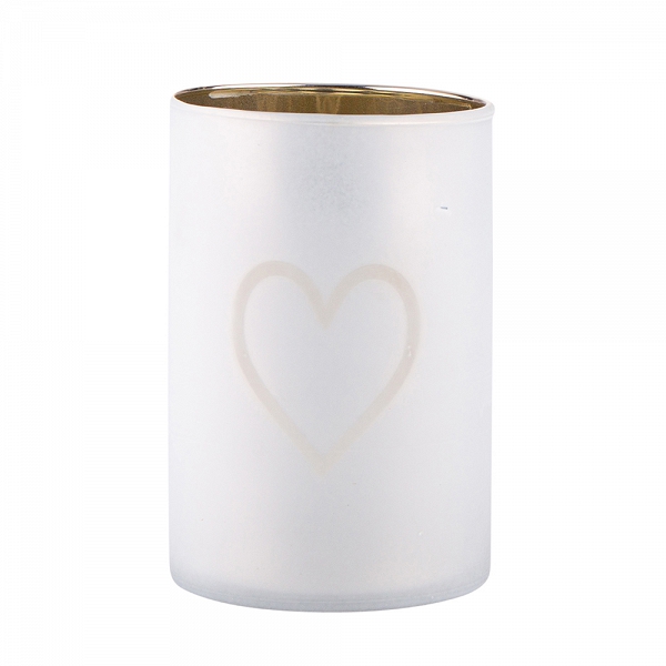 ALTOM DESIGN świecznik szklany matowy ze złotym wykończeniem wewnątrz 8x12cm dek. serce