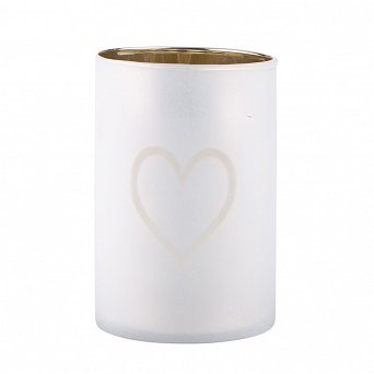 ALTOM DESIGN świecznik szklany matowy ze złotym wykończeniem wewnątrz 8x12cm dek. serce