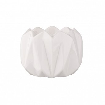 ALTOM DESIGN świecznik ozdobny porcelanowy na tealighty / podgrzewacze biały 7x7x5 cm