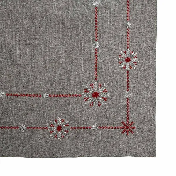 ALTOM DESIGN obrus 80x80cm szary motyw Świąteczny Śnieżynki