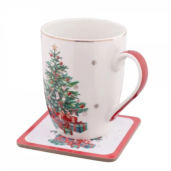 ALTOM DESIGN CHRISTMAS TREE kubek baryłka na Święta Boże Narodzenie 300 ml z podstawką