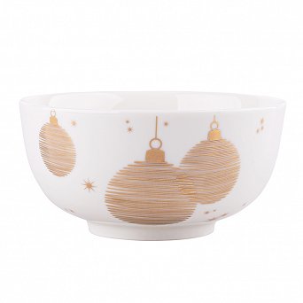 ALTOM DESIGN GOLDEN CHRISTMAS miska / salaterka porcelanowa na święta Boże Narodzenie 13,5 cm 400 ml BIAŁA