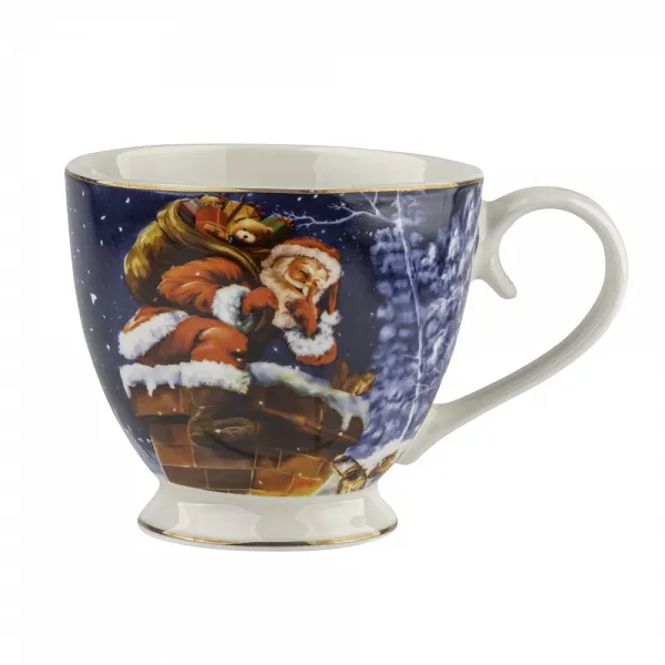 ALTOM DESIGN CHRISTMAS STORY filiżanka jumbo na stopce porcelanowa na Boże Narodzenie 350 ml