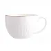 ALTOM DESIGN ALESSIA ECRU ZŁOTA LINIA filiżanka porcelanowa 250 ml ze spodkiem 15 cm w opasce kremowa porcelanaPORCELANA KREMOWA