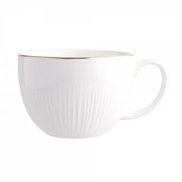 ALTOM DESIGN ALESSIA ECRU ZŁOTA LINIA filiżanka porcelanowa 250 ml ze spodkiem 15 cm w opasce kremowa porcelanaPORCELANA KREMOWA