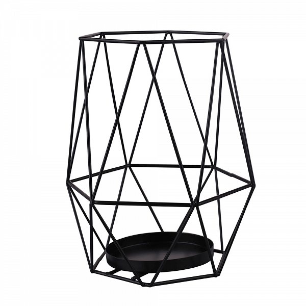 ALTOM DESIGN świecznik metalowy geometryczny 15x15x18 cm czarny