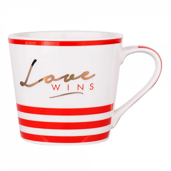 ALTOM DESIGN duży kubek do kawy i herbaty wysoki porcelanowy 350 ML DEK. LOVE