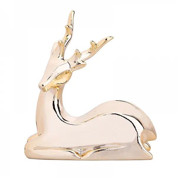 ALTOM DESIGN RENIFER figurka porcelanowa / dekoracja świąteczna / ozdoba na Boże Narodzenie MODERN ZŁOTA 14,5x6x16 cm