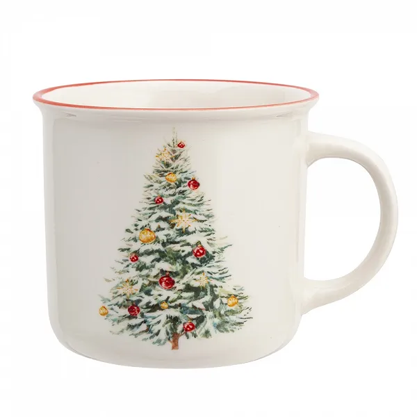 ALTOM DESIGN NEW BONE CHINA Kubek Porcelanowy z wywiniętym rantem 390 ML DEK. Choinka