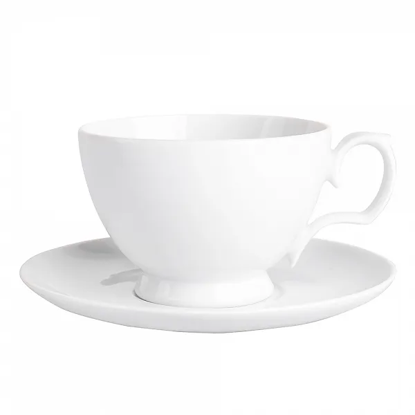 MARIAPAULA BIAŁA komplet porcelanowy filiżanka śniadaniowa 350ml ze spodkiem 17cm w opasce