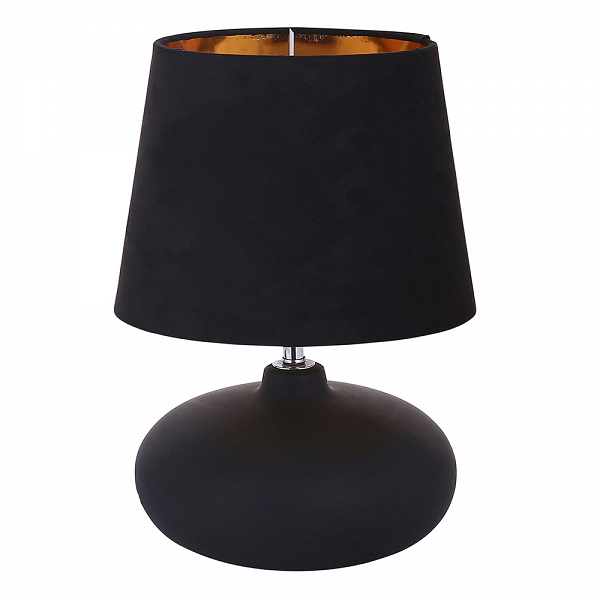ALTOM DESIGN lampa stołowa dekoracyjna z podstawką ceramiczną 21x30 cm i kloszem czarno - złotym