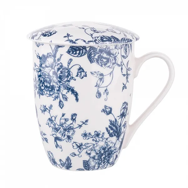 ALTOM DESIGN ELISABETH kubek z zaparzaczem i pokrywką porcelanowy 300 ml w opasce