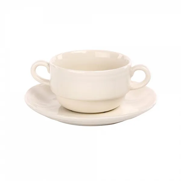 KAROLINA CASTEL komplet porcelanowy bulionówka 300ml + spodek 16cm sztaplowana