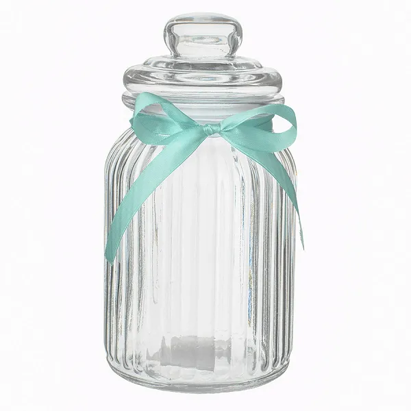 ALTOM DESIGN słoik do przechowywania ozdobny 900ml relief z kokardką miętową